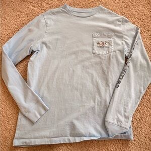 Vineyard Vines Kids Light Blue Long-Sleeve Pocket Tee with Whale Graphic